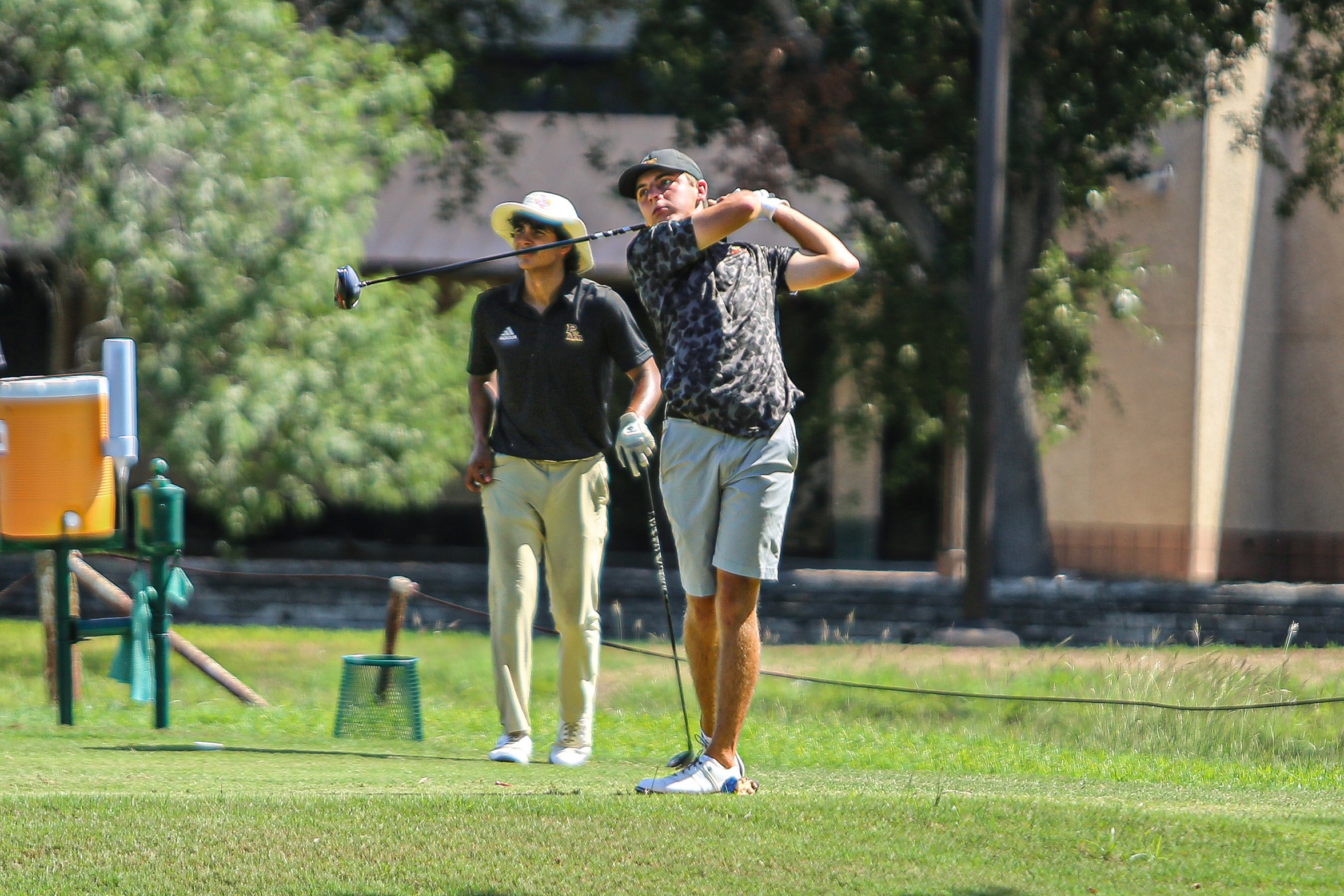 UHV's Hayden Hardwick hits a tee shot during a tri-match with Prairie View A&M and Texas Southern at the Victoria Country Club on Tuesday, Oct. 3, 2023. (Sam Fowler/UHV Athletics)